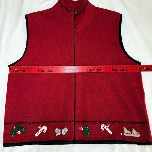 Woolrich Sweater Vest Women's XL Ruby Red Lambswool Full Zip Holiday Winter Felt - Picture 5 of 8